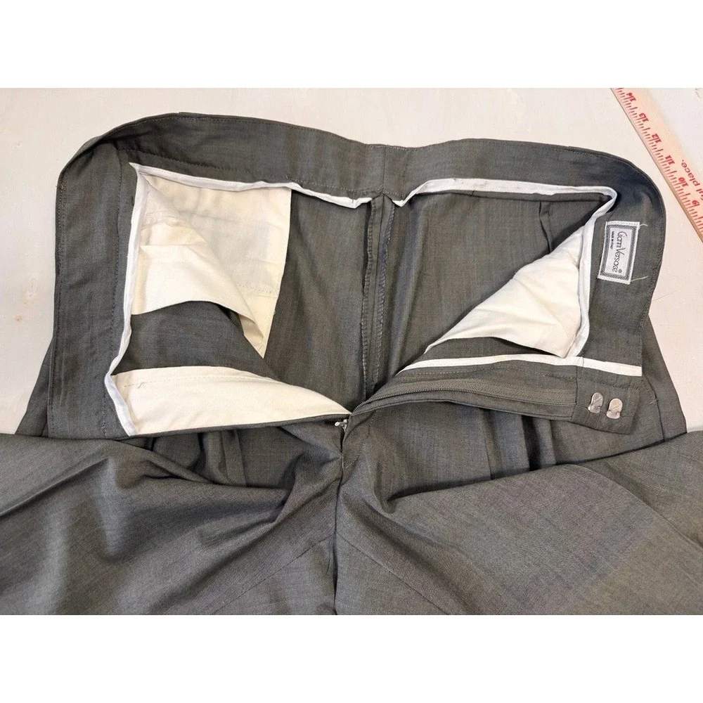 Gianni Versace VTG Mens Gray 100% Lana Wool Triple Pleated Trousers Italy 31x30